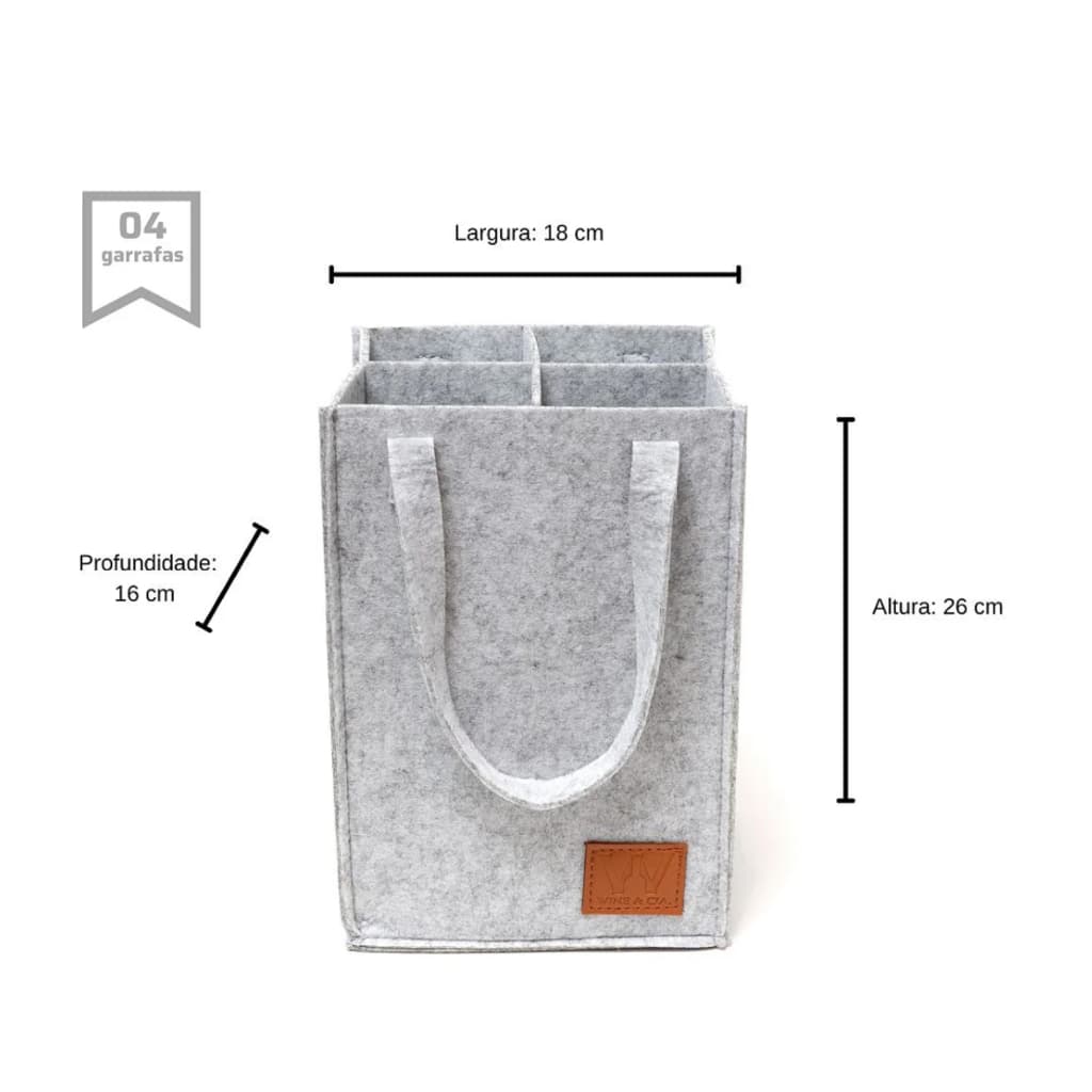 Bolsa para vinho - 4 Garrafas / Cinza