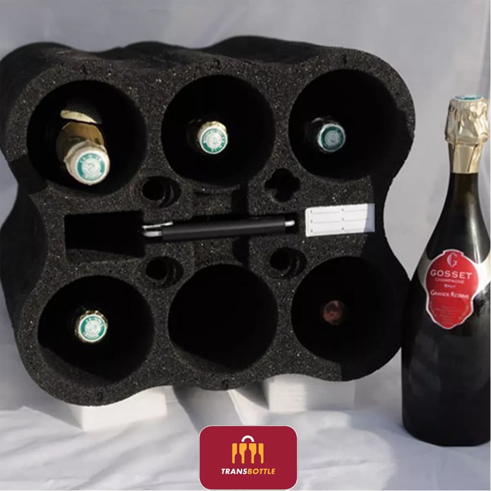 Case de Proteção de Garrafas de Vinho e Cadeado em Tecido Azul Inviolável TSA