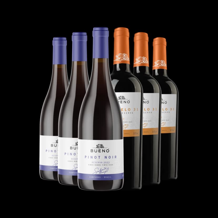 Kit 3x Paralelo 31 Gran Reserva e 3x Bueno Pinot Noir Reserva