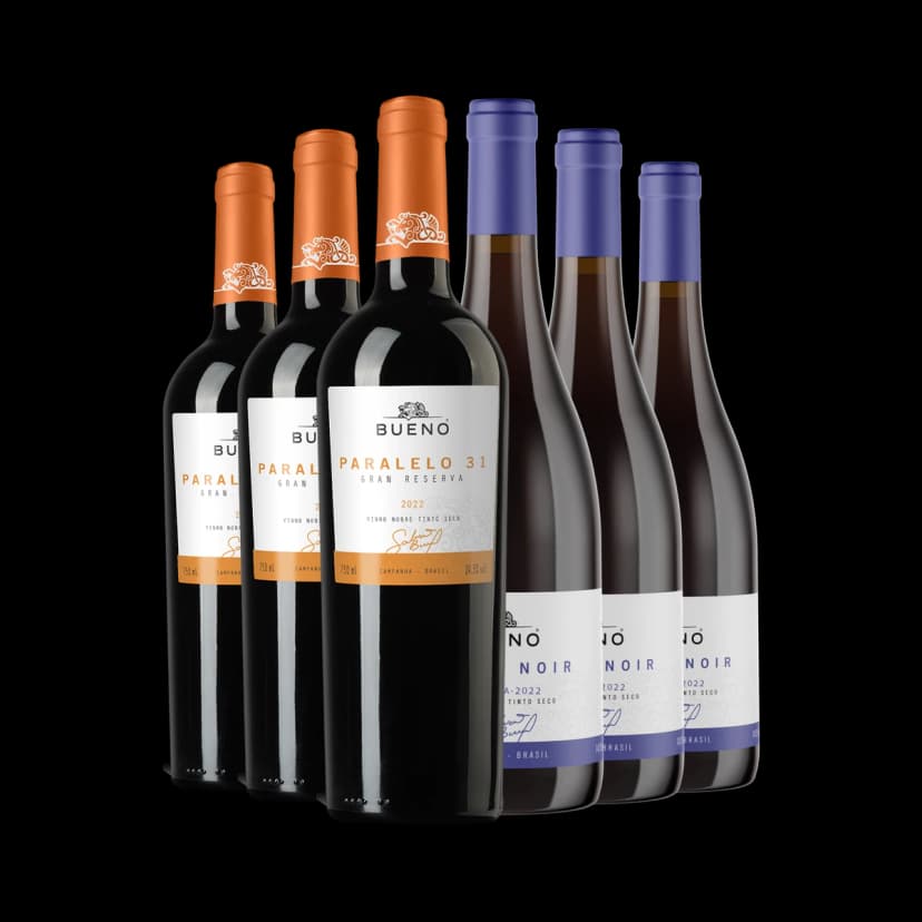 Kit 3x Paralelo 31 Gran Reserva e 3x Bueno Pinot Noir Reserva