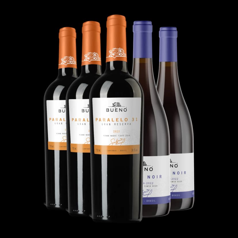 Kit 3x Paralelo 31 Gran Reserva e 2x Bueno Pinot Noir Reserva
