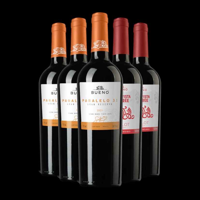 Kit 3 Paralelo 31 Gran Reserva e 2x Bueno Desirée Merlot
