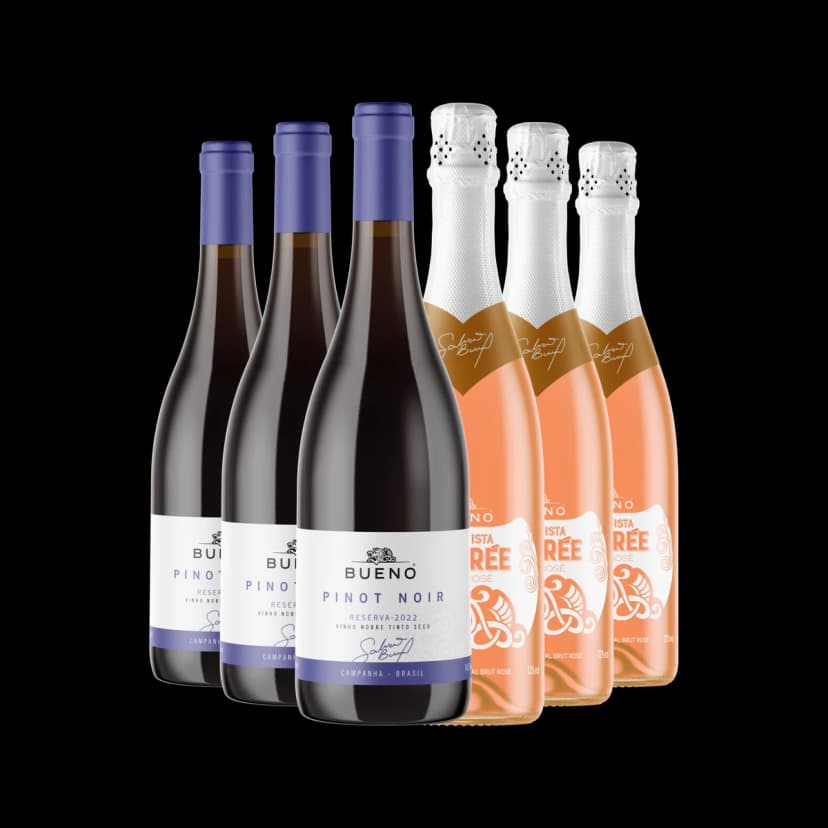 Kit 3x Pinot Noir Reserva e 3x Espumante Desirée Brut Rosé