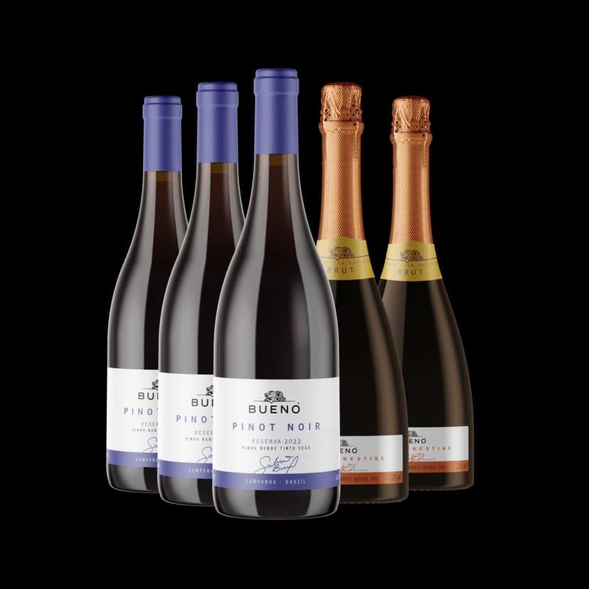 Kit 3x Pinot Noir Reserva e 2x Espumante Cuvée Prestige Brut
