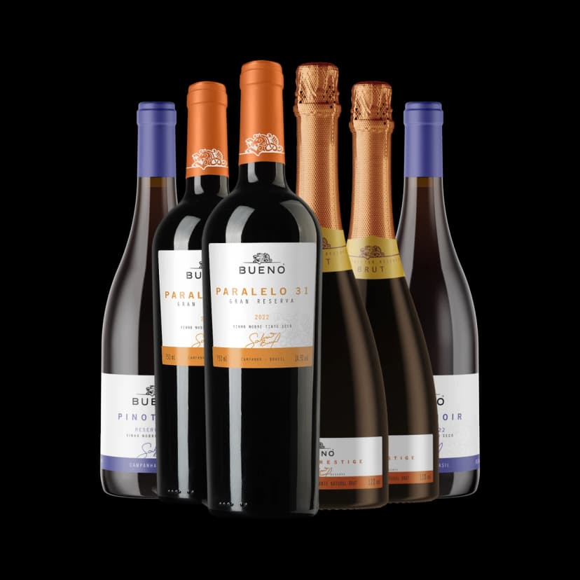 Kit Linha Premium Bueno Wines 4x Tintos 2x Espumante Cuvée Prestige