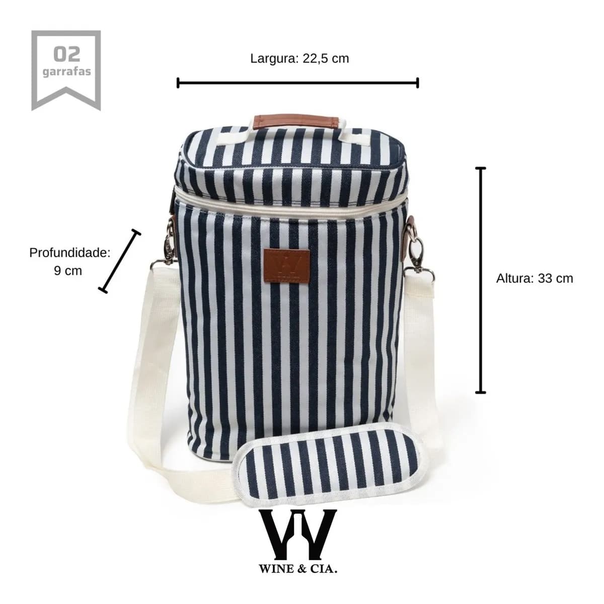 Wine Bag para 2 garrafas de vinho térmica listrada