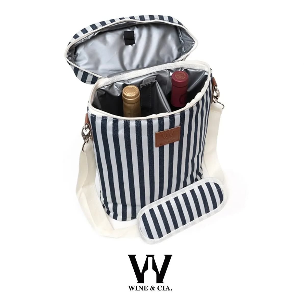 Wine Bag para 2 garrafas de vinho térmica listrada