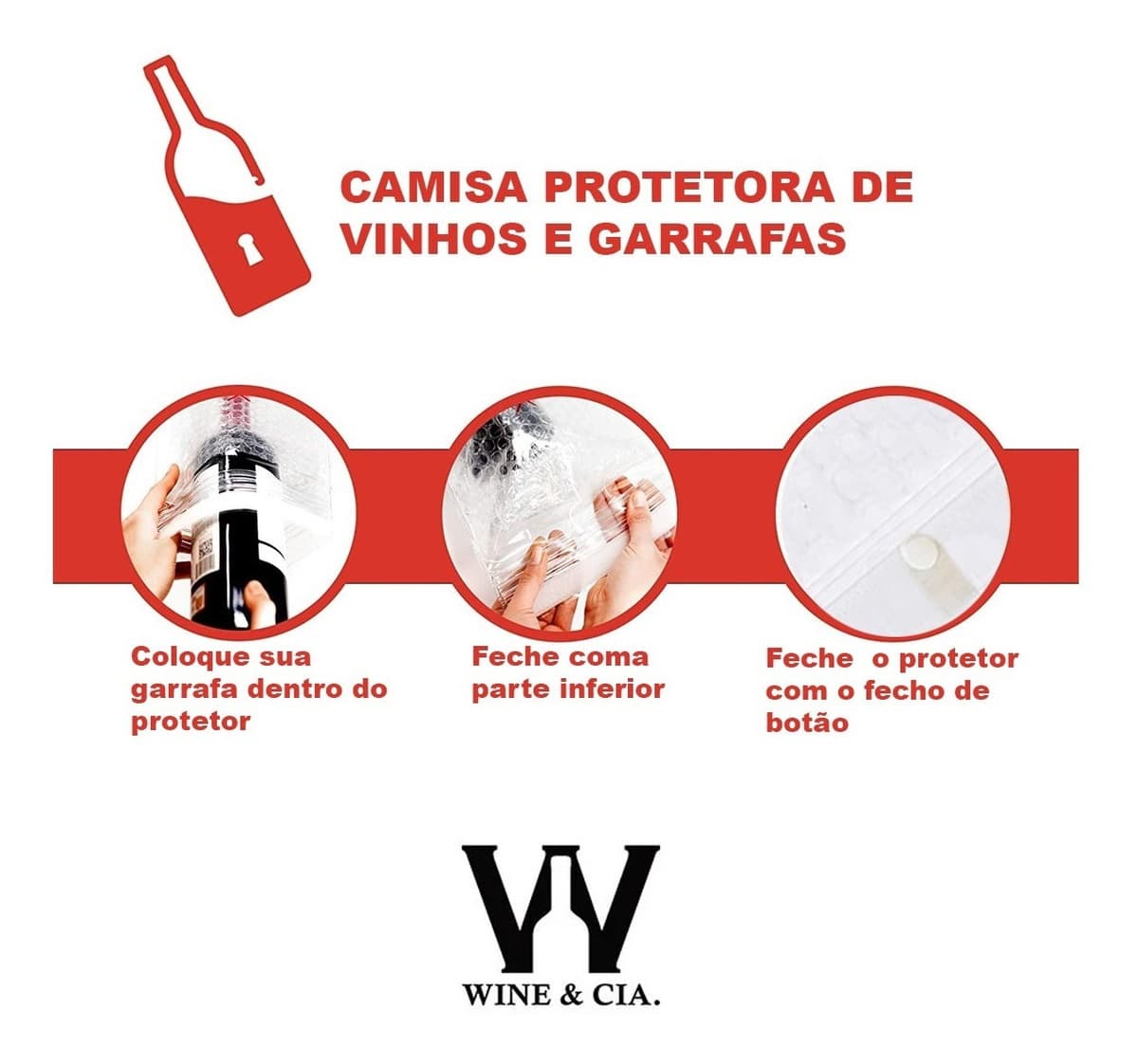 Protetor de garrafa de vinho em plástico bolha - Wine Skin - 12 unidades