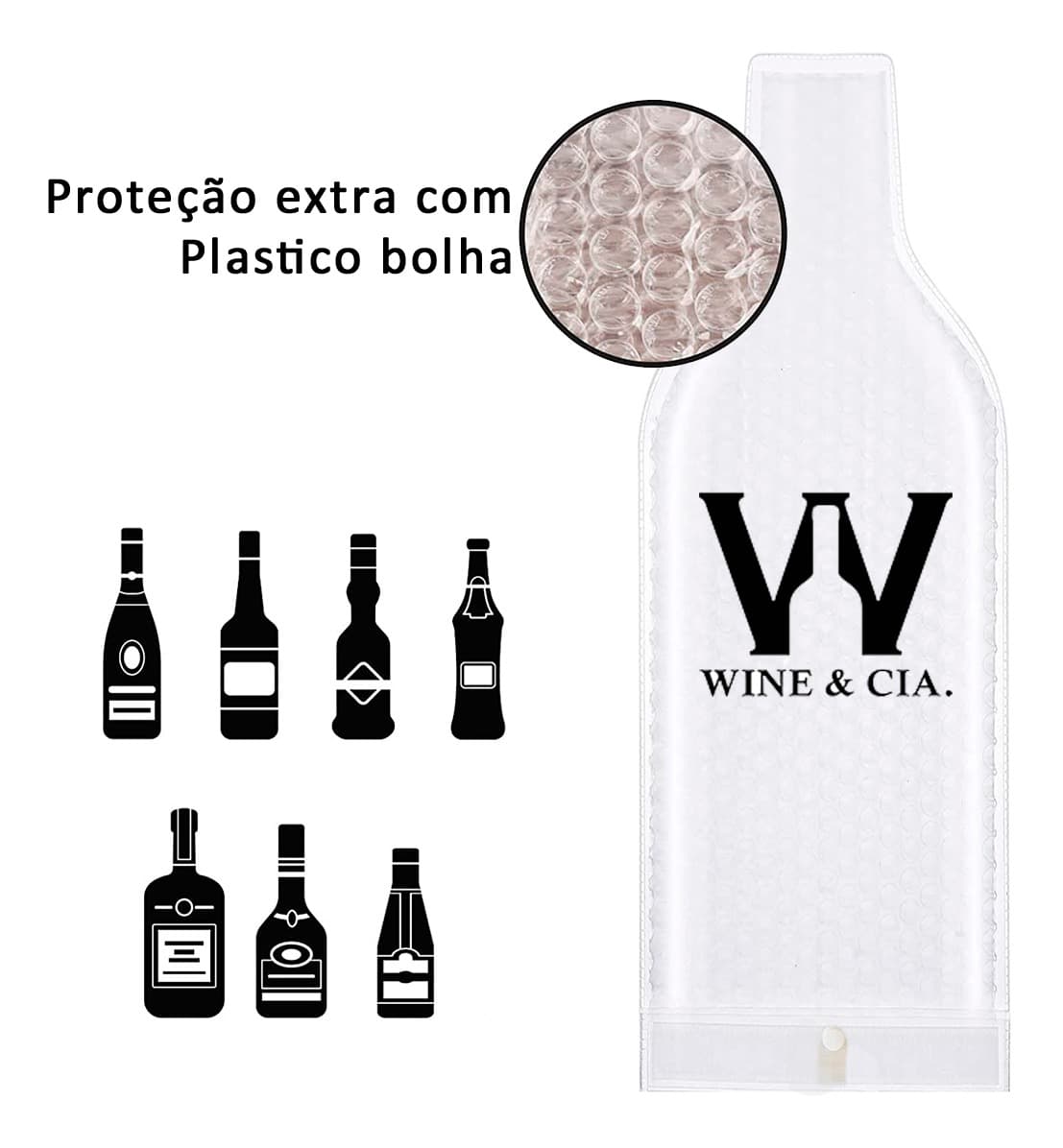 Protetor de garrafa de vinho em plástico bolha - Wine Skin - 12 unidades
