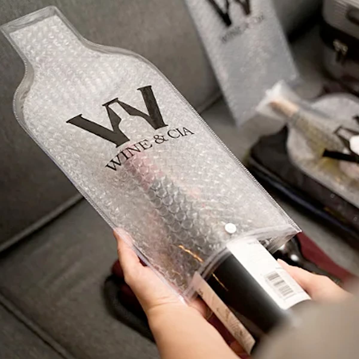 Protetor de garrafa de vinho em plástico bolha - Wine Skin - 12 unidades