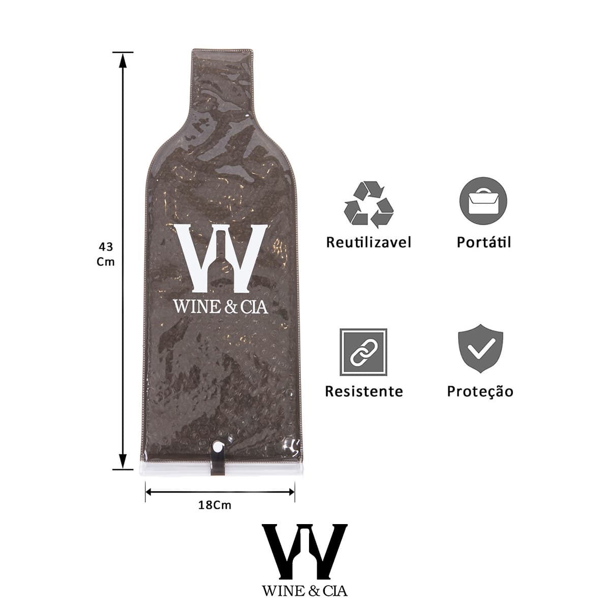 Kit 10 Wine Skins Fume Para Transporte de Garrafas de Vinho Em Segurança