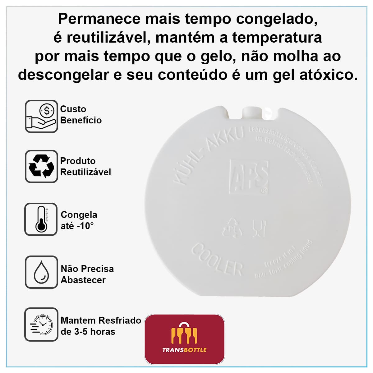 Gelo Artificial Reutilizável Para Refrigerar Garrafas Cooler