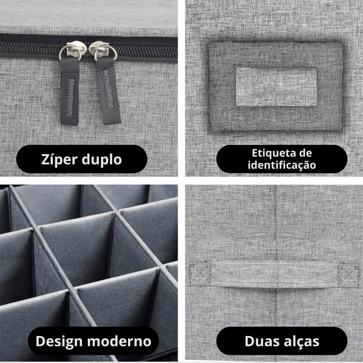 Bolsa de Armazenamento Para 12 Taças de Vinho, Mala de Transportar e Proteger Taças de Vinho Tinto ou Branco, Copos de Vidro ou Cristal, Parte Superior Rígida, Laterais e Divisorias com Espuma Cinza