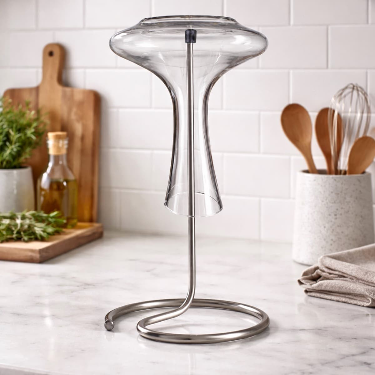 Kit Para Lavar E Secar Decanter E Taças De Vinho Suporte