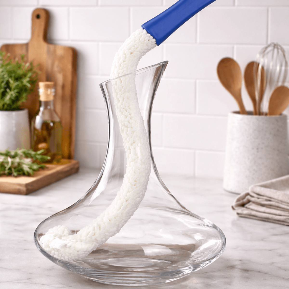 Kit Para Lavar E Secar Decanter E Taças De Vinho Suporte